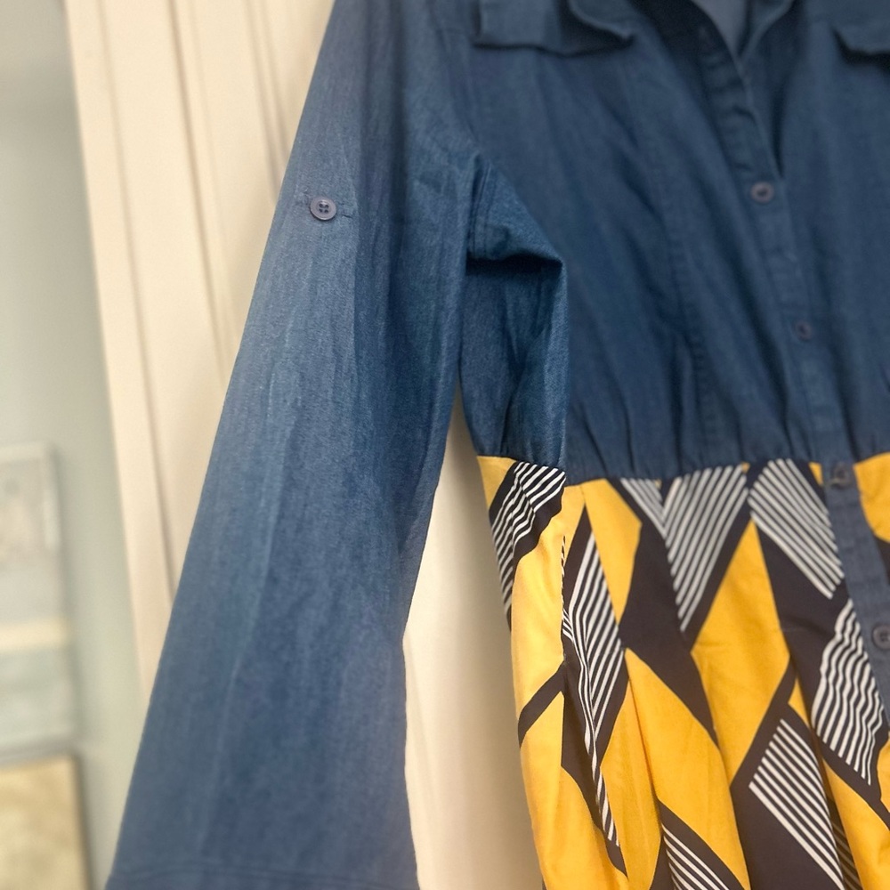 Women’s Blue and Yellow pattern Maxi Dress Size XL - Picture 5 of 7